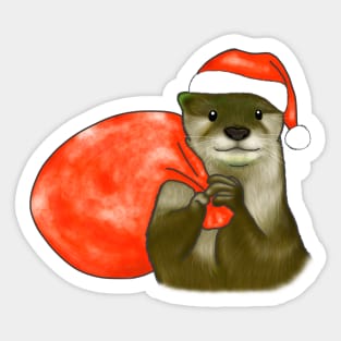 Christmas Otter Sticker